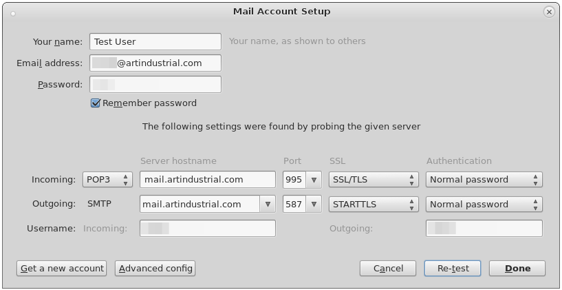 Mail Account Setup Thunderbird